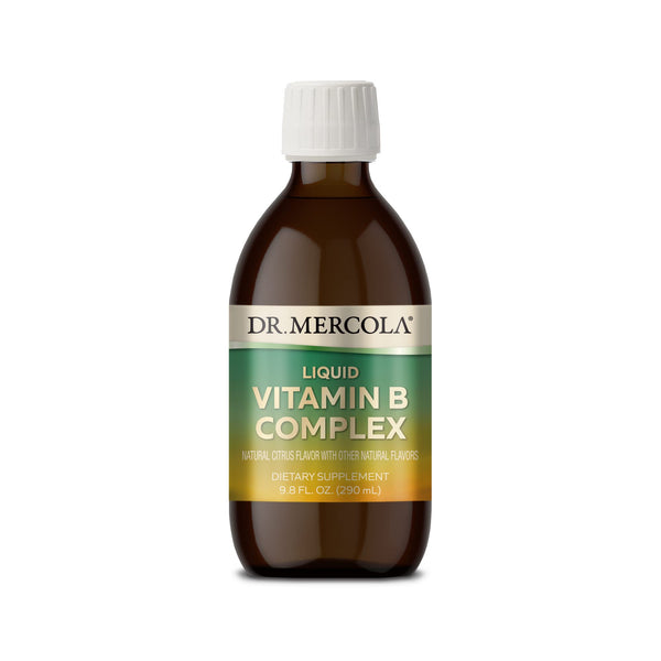 Dr. Mercola Vitamin B Complex Liquid, 9.8 Fl. Oz. (290 mL), 29 Servings, Natural Citrus Flavor, Dietary Supplement, Supports Stress Management, Non-GMO